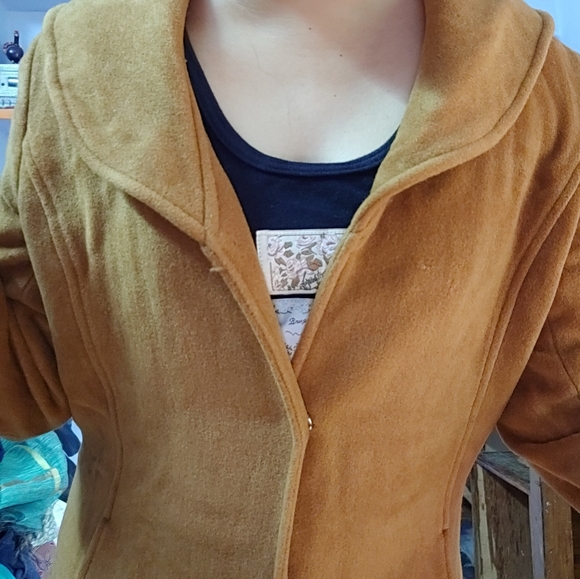 Long winter jacket with colar,buttons and long sleeves - Brown - Size S/M - Picture 4 of 5